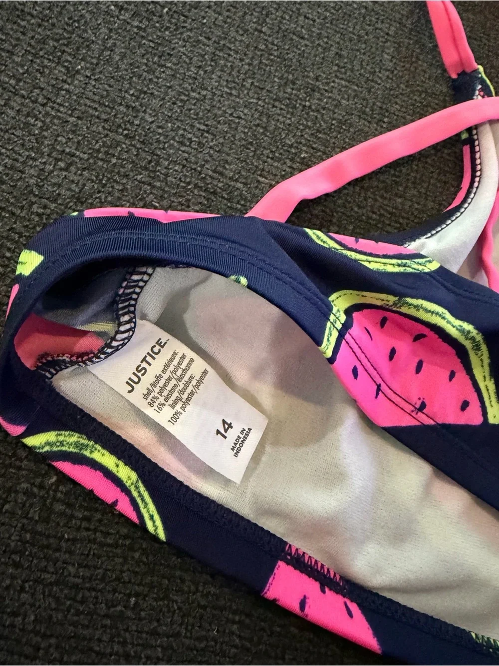 Justice Girls Navy Bikini Set with Watermelon Print